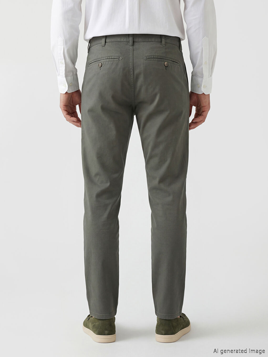 Yeşil Regular Fit Erkek Chino Pantolon-3