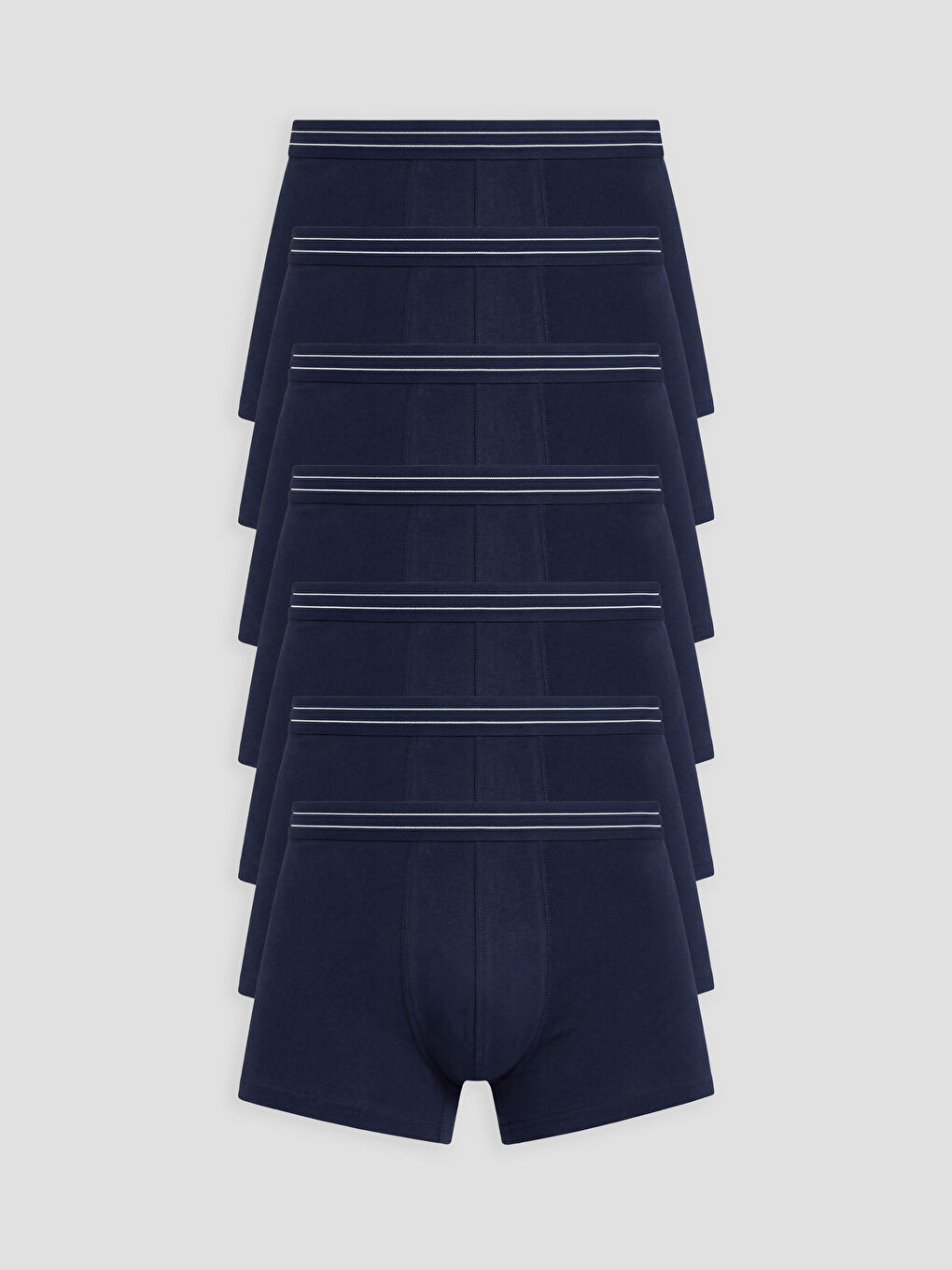 Lacivert Standart Kalıp Pamuklu Esnek Erkek Boxer 7'li