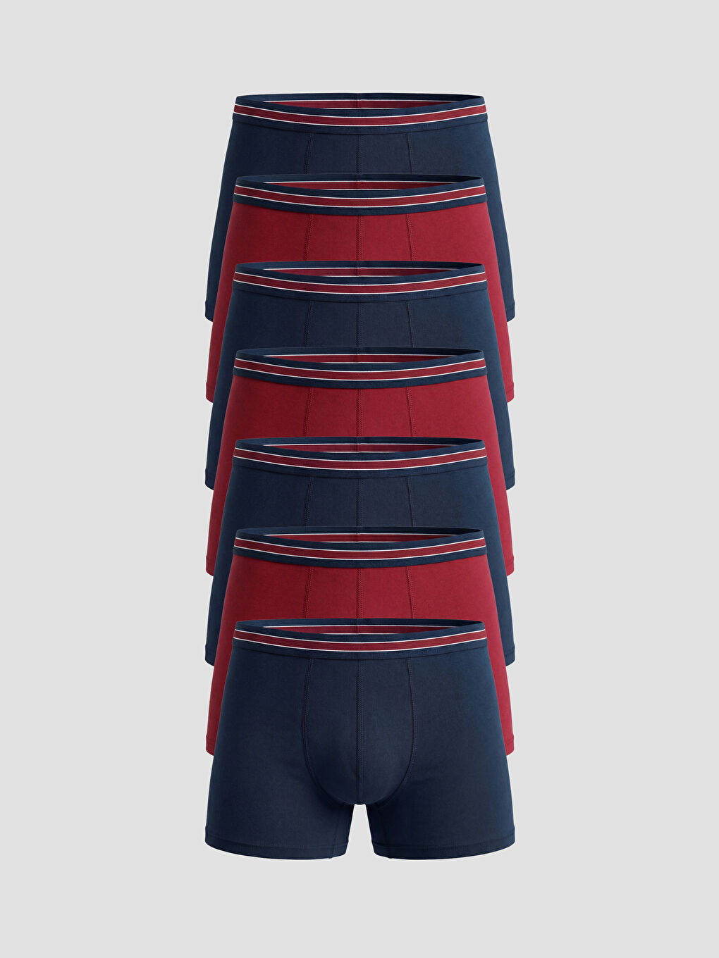 Bordo Standart Kalıp Pamuklu Esnek Erkek Boxer 7'li