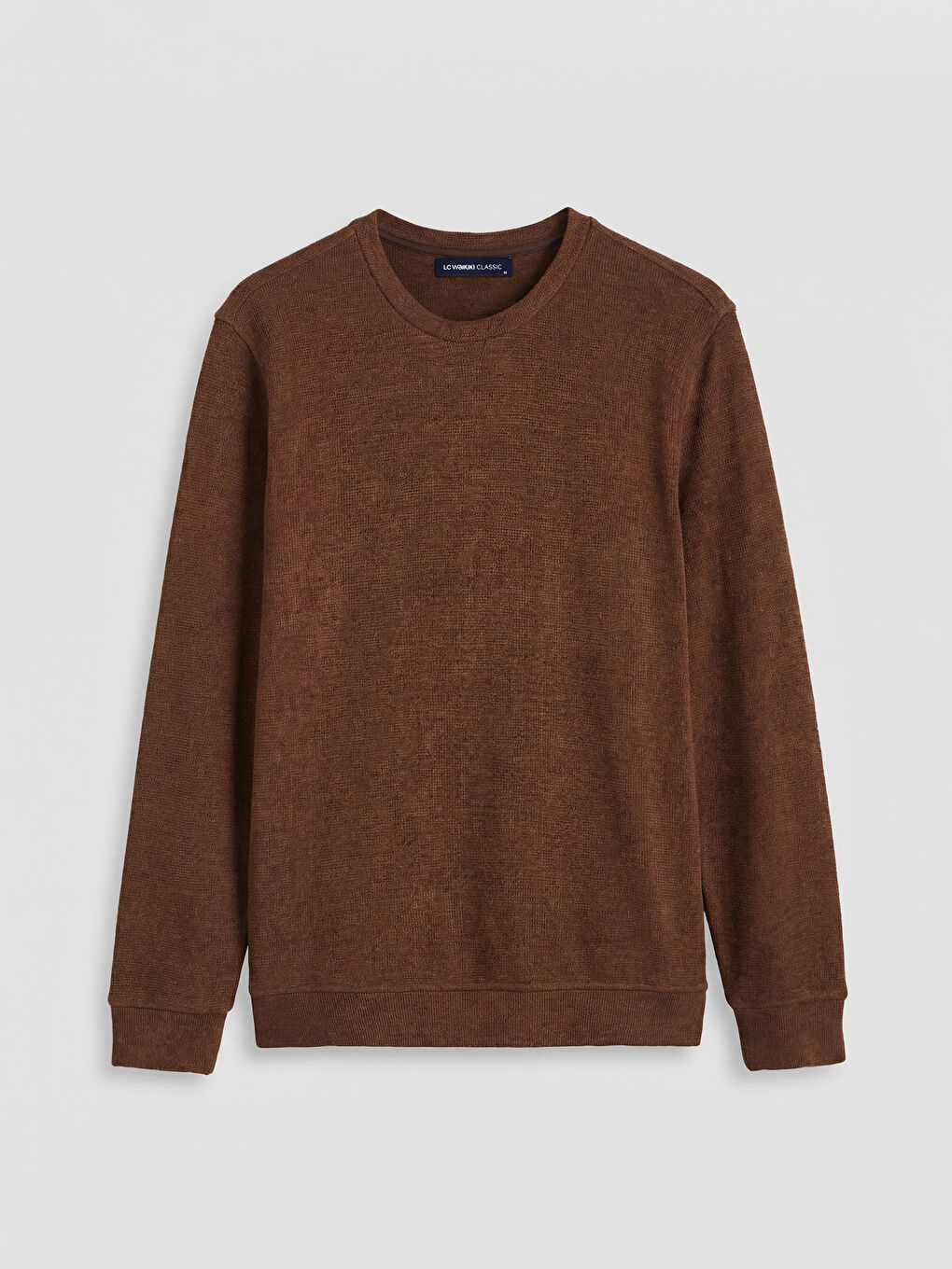 Kahverengi Bisiklet Yaka Erkek Sweatshirt