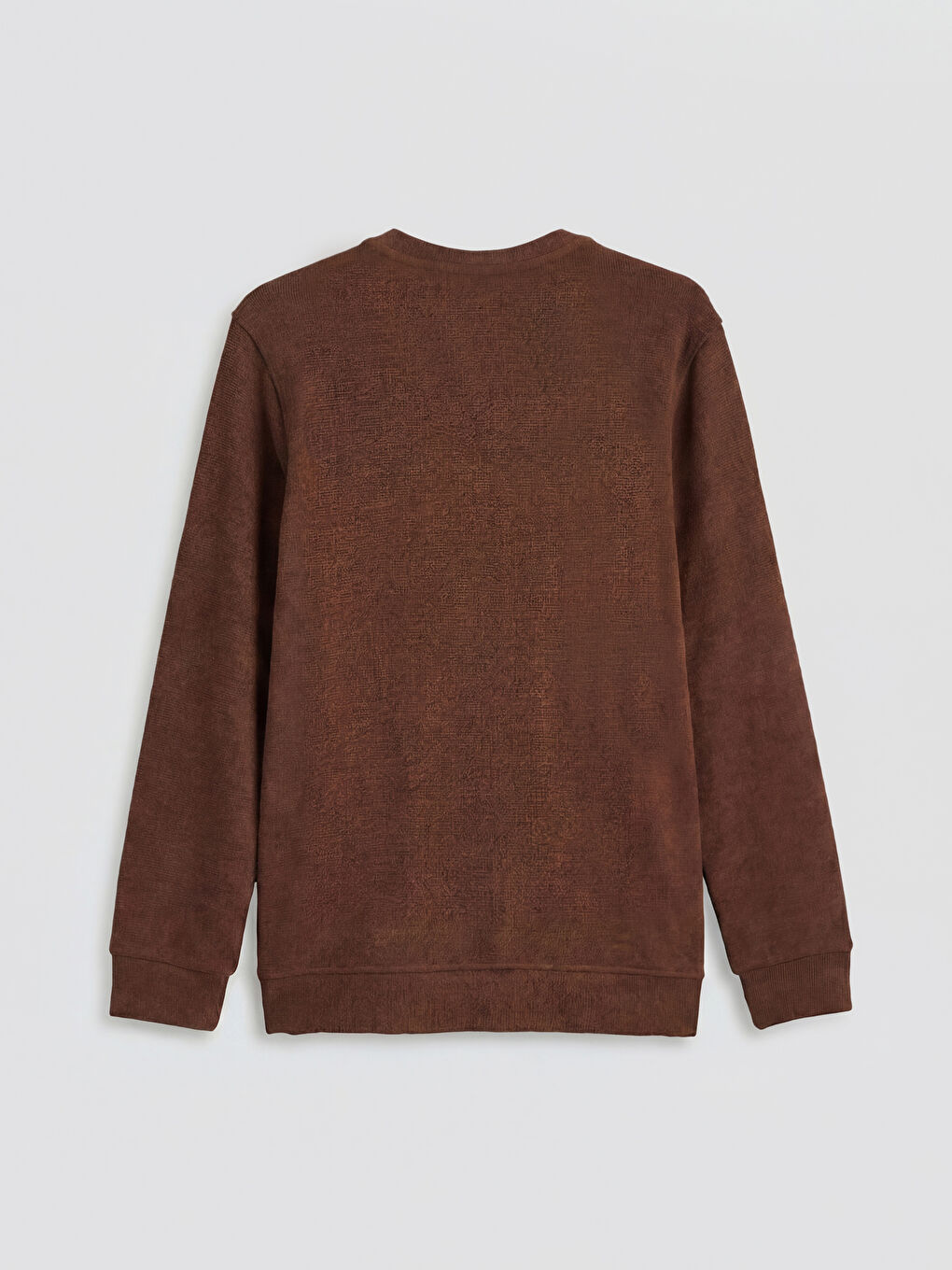 Kahverengi Bisiklet Yaka Erkek Sweatshirt-1