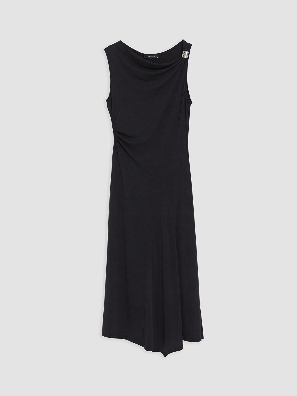 Cowl Neck Modal Blend Ruched Dress-4