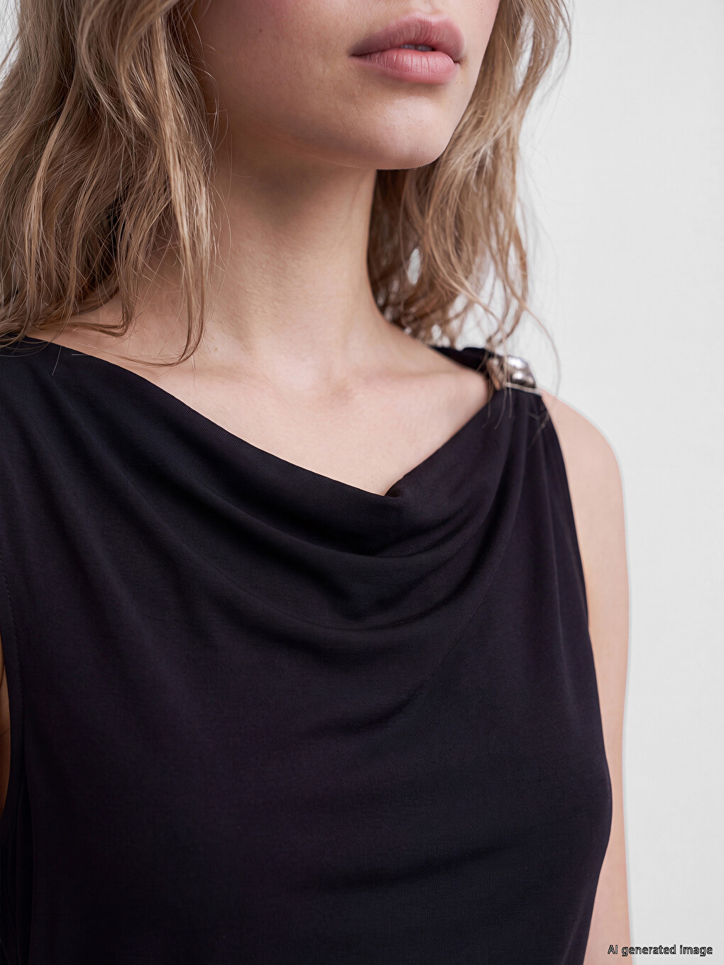 Cowl Neck Modal Blend Ruched Dress-2