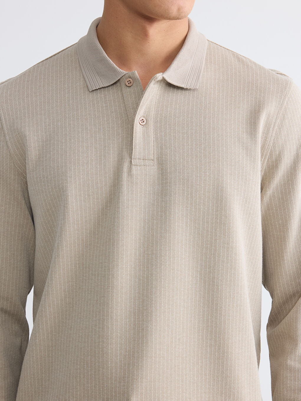 Gri Polo Yaka Erkek Sweatshirt-4