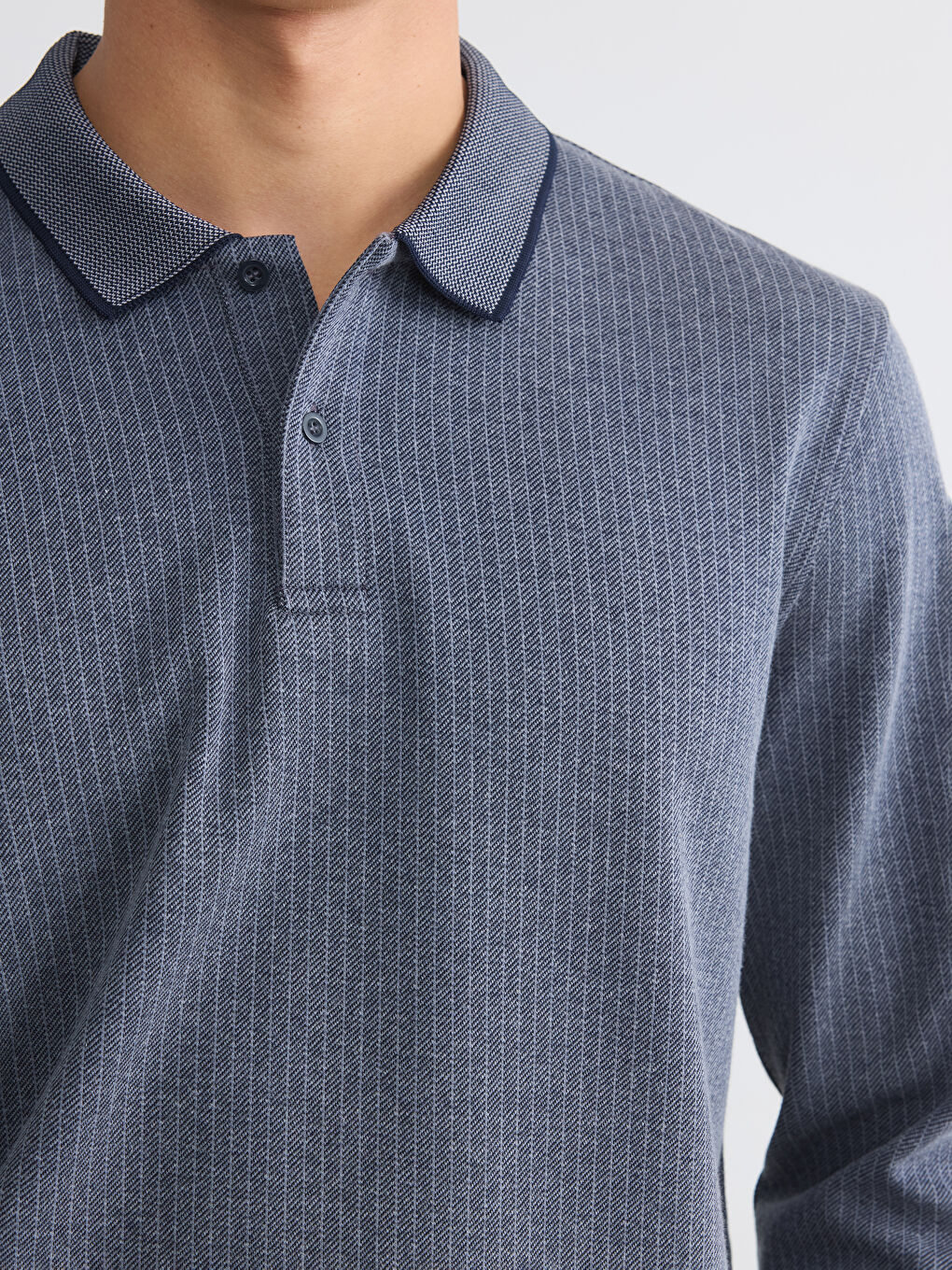 Lacivert Polo Yaka Erkek Sweatshirt-4