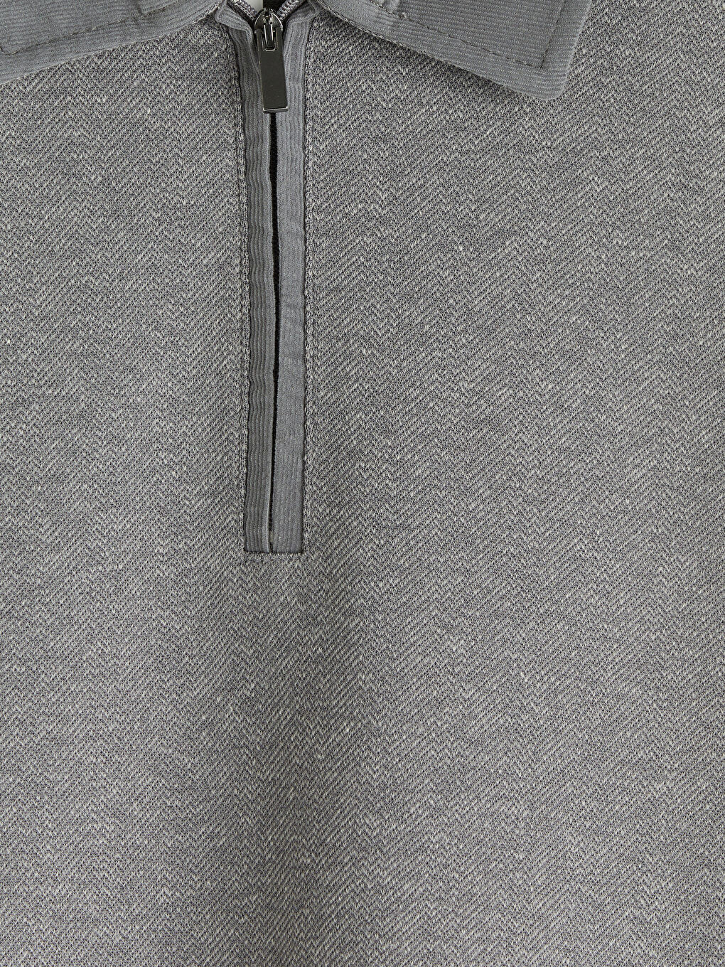 Gri Polo Yaka Erkek Sweatshirt-2