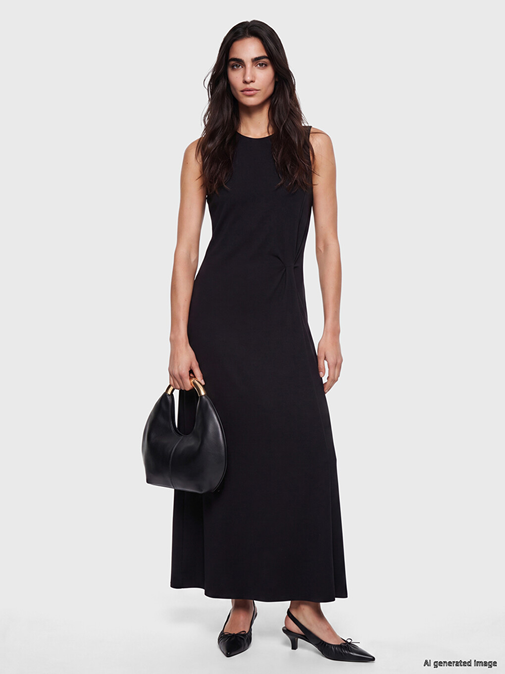 Crew Neck A-line Ruched Dress