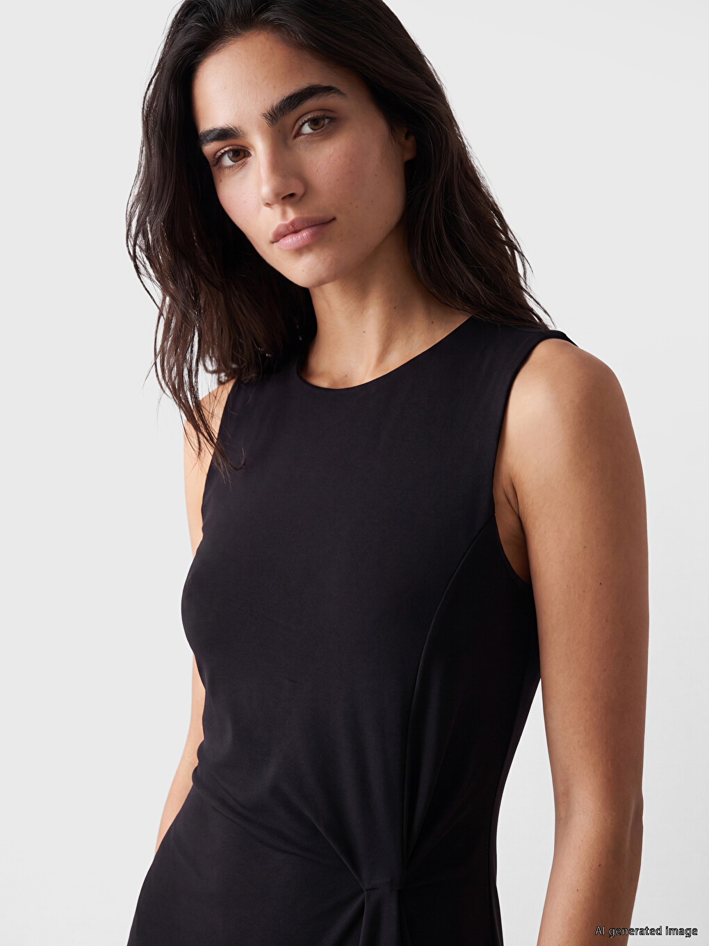 Crew Neck A-line Ruched Dress-1