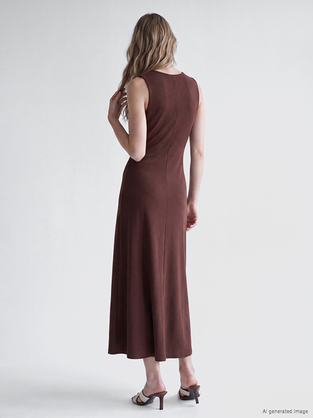 Crew Neck A-line Ruched Dress-3