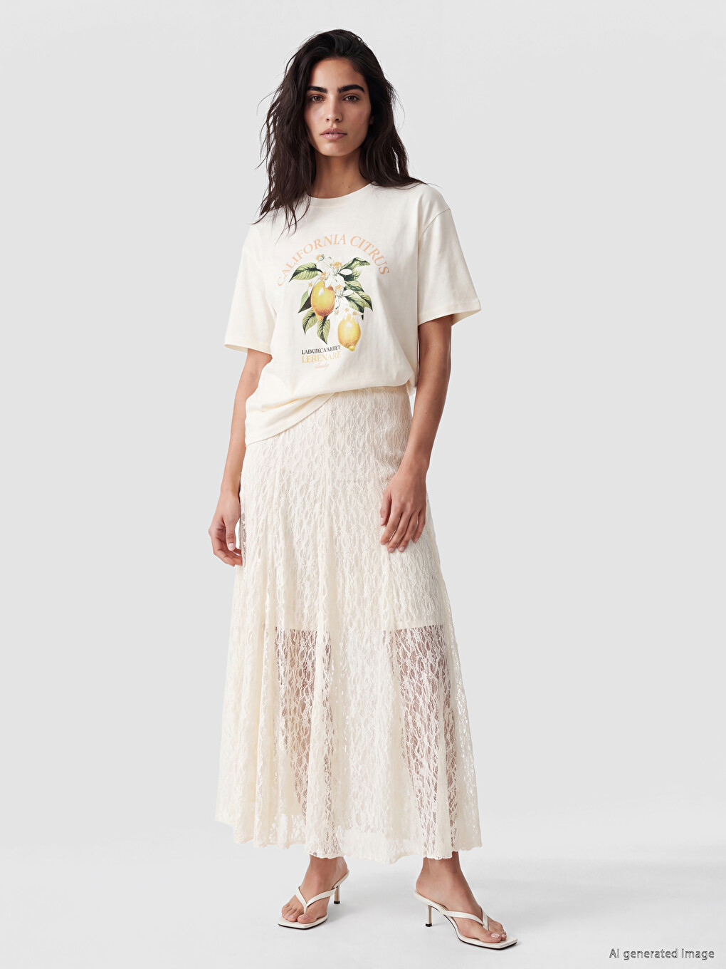 Elastic Waist Pleated Lace Skirt