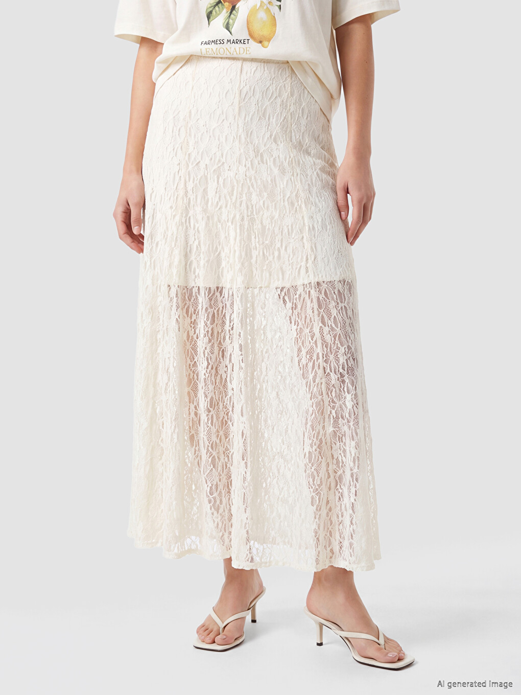 Elastic Waist Pleated Lace Skirt-1