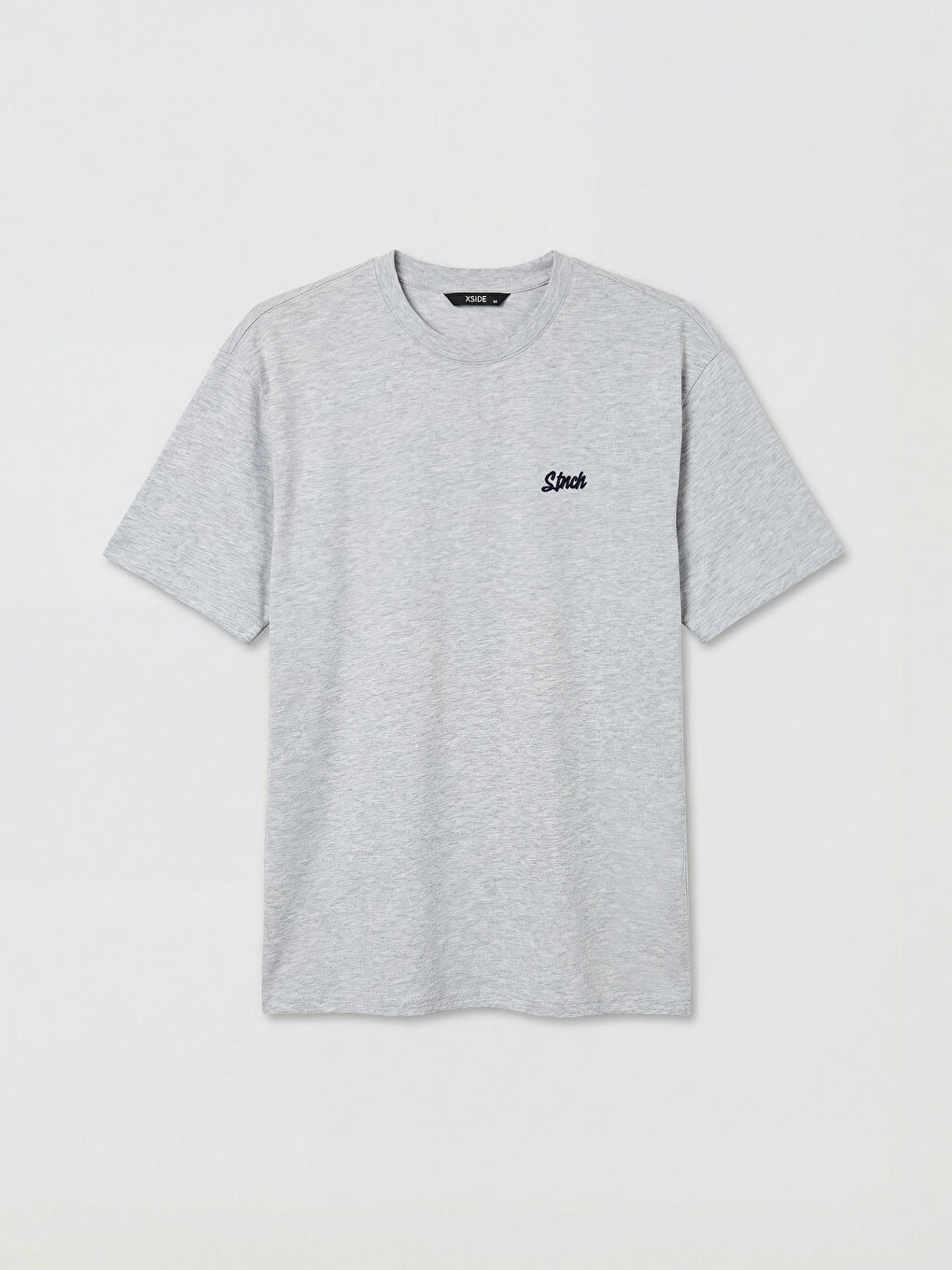 Beyaz Bisiklet Yaka Nakışlı Erkek Penye Tişört