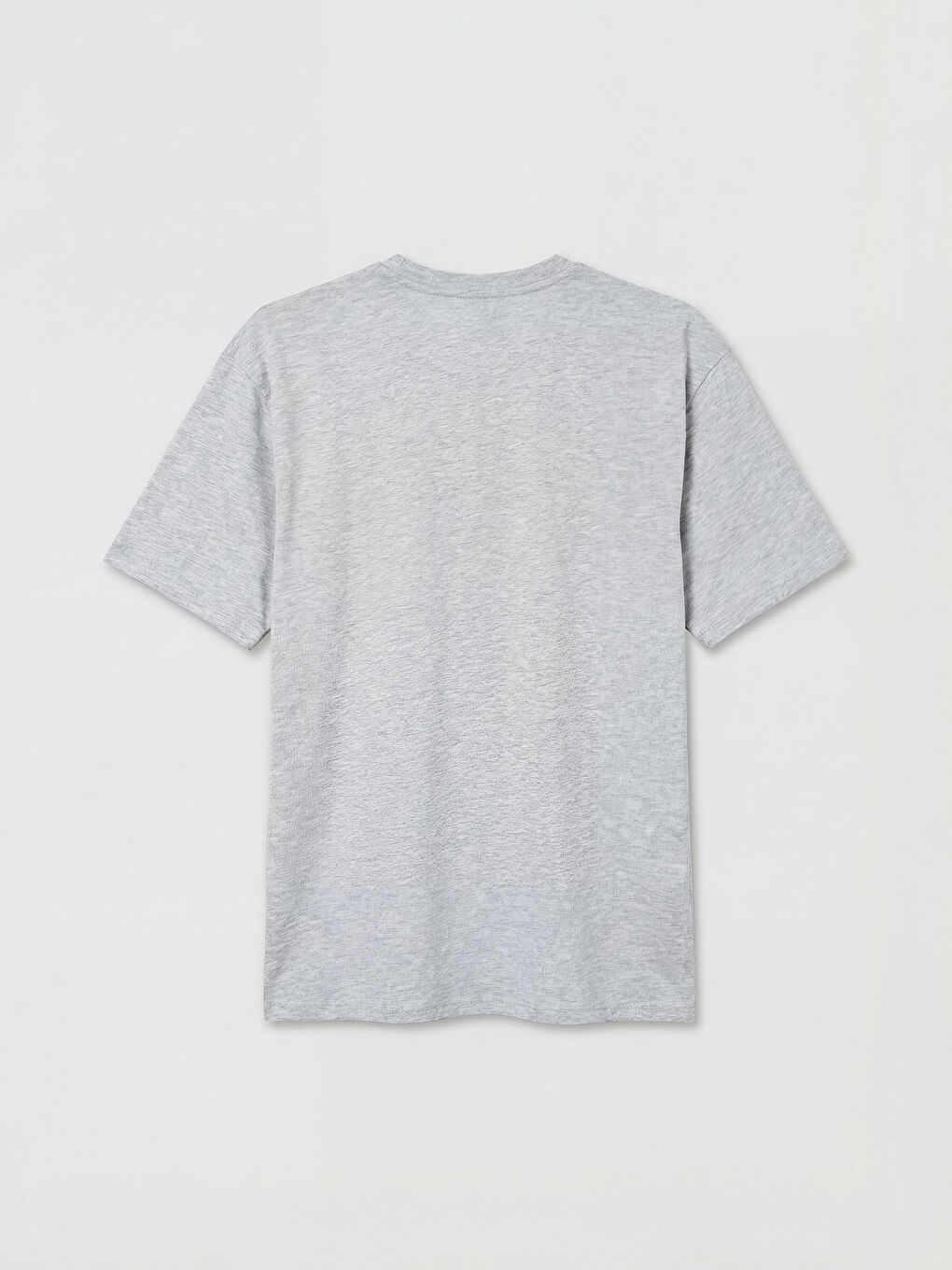 Beyaz Bisiklet Yaka Nakışlı Erkek Penye Tişört-1