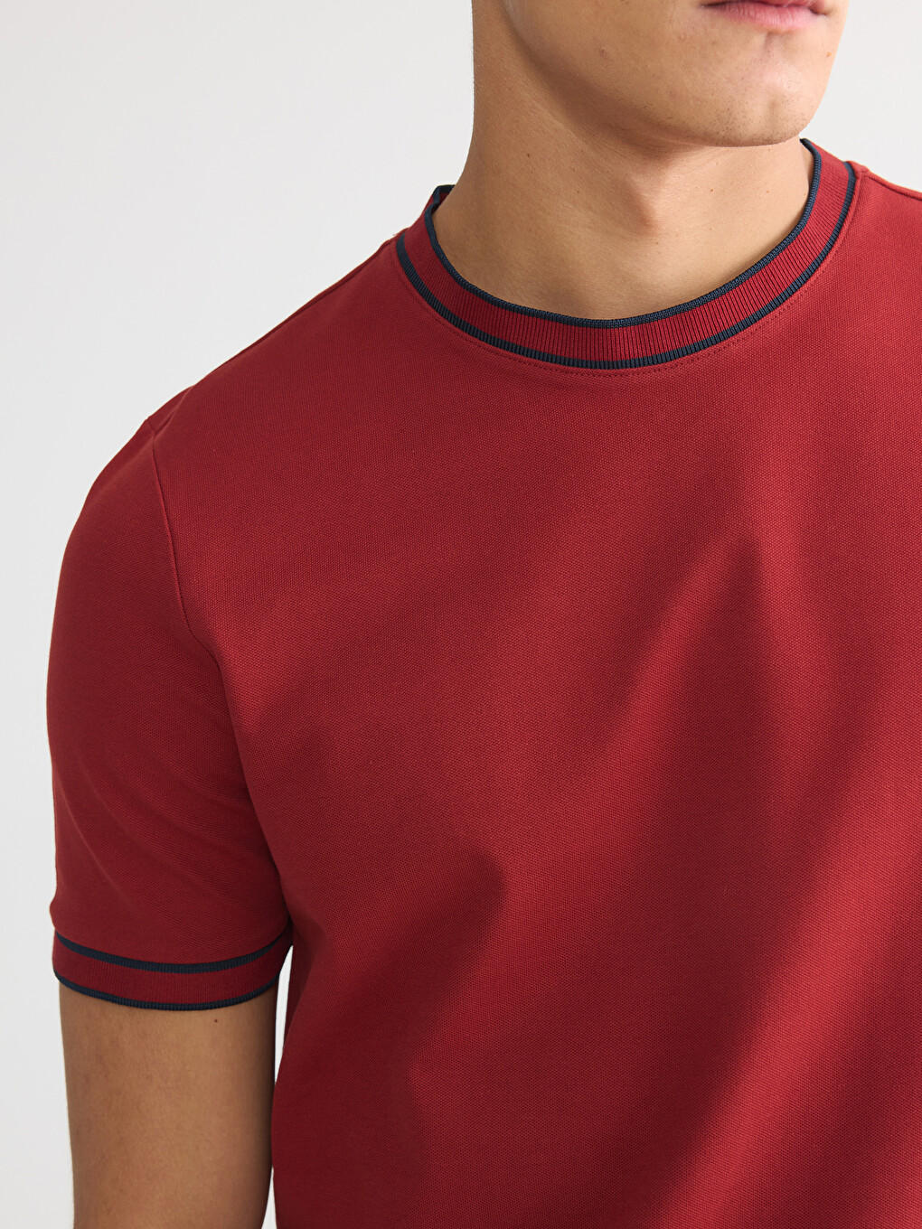 Mashkull Ngjyre Kafe T-shirt-2