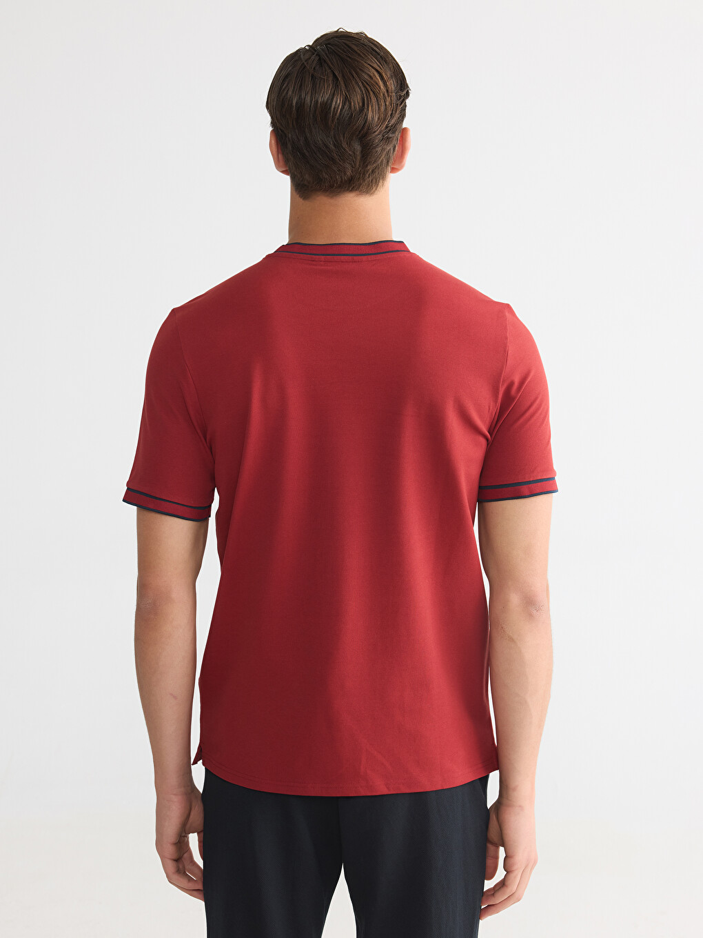Mashkull Ngjyre Kafe T-shirt-3