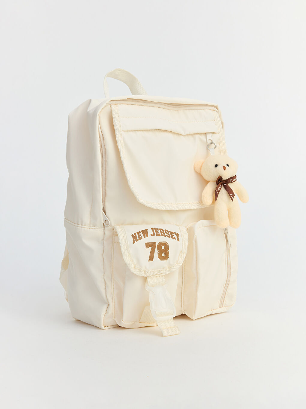 Bej New Jersey Baskılı Kız Çocuk Sırt Çantası