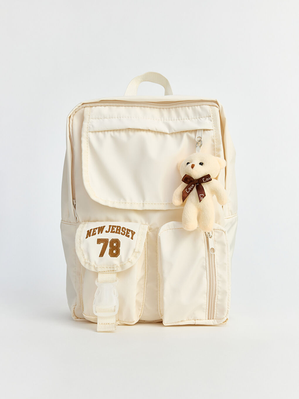 Bej New Jersey Baskılı Kız Çocuk Sırt Çantası-1