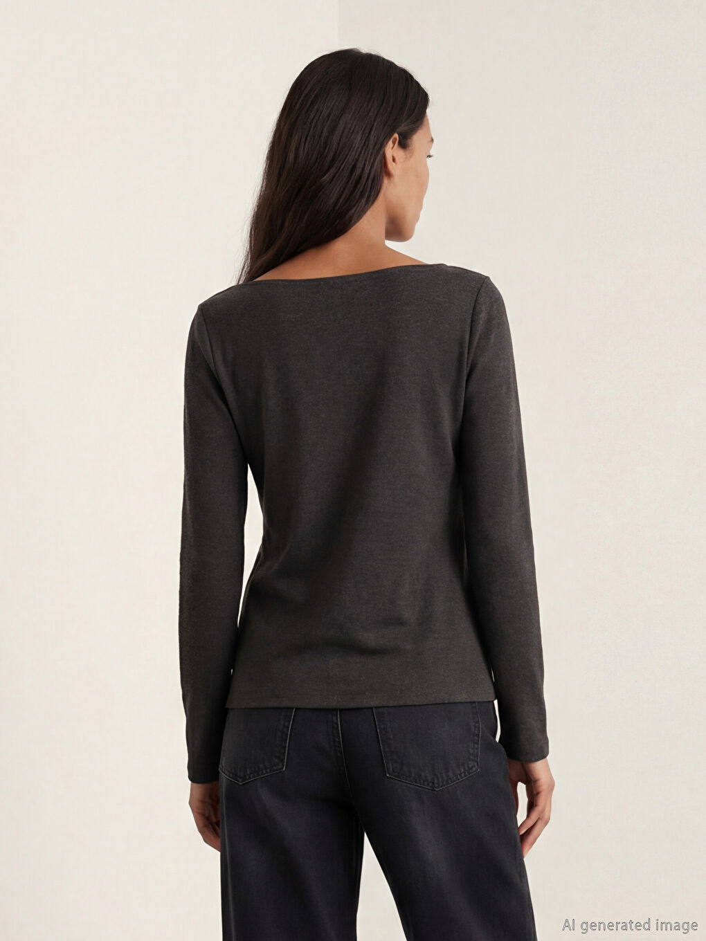 Antrasit V Yaka Dantel Detaylı Bluz-3