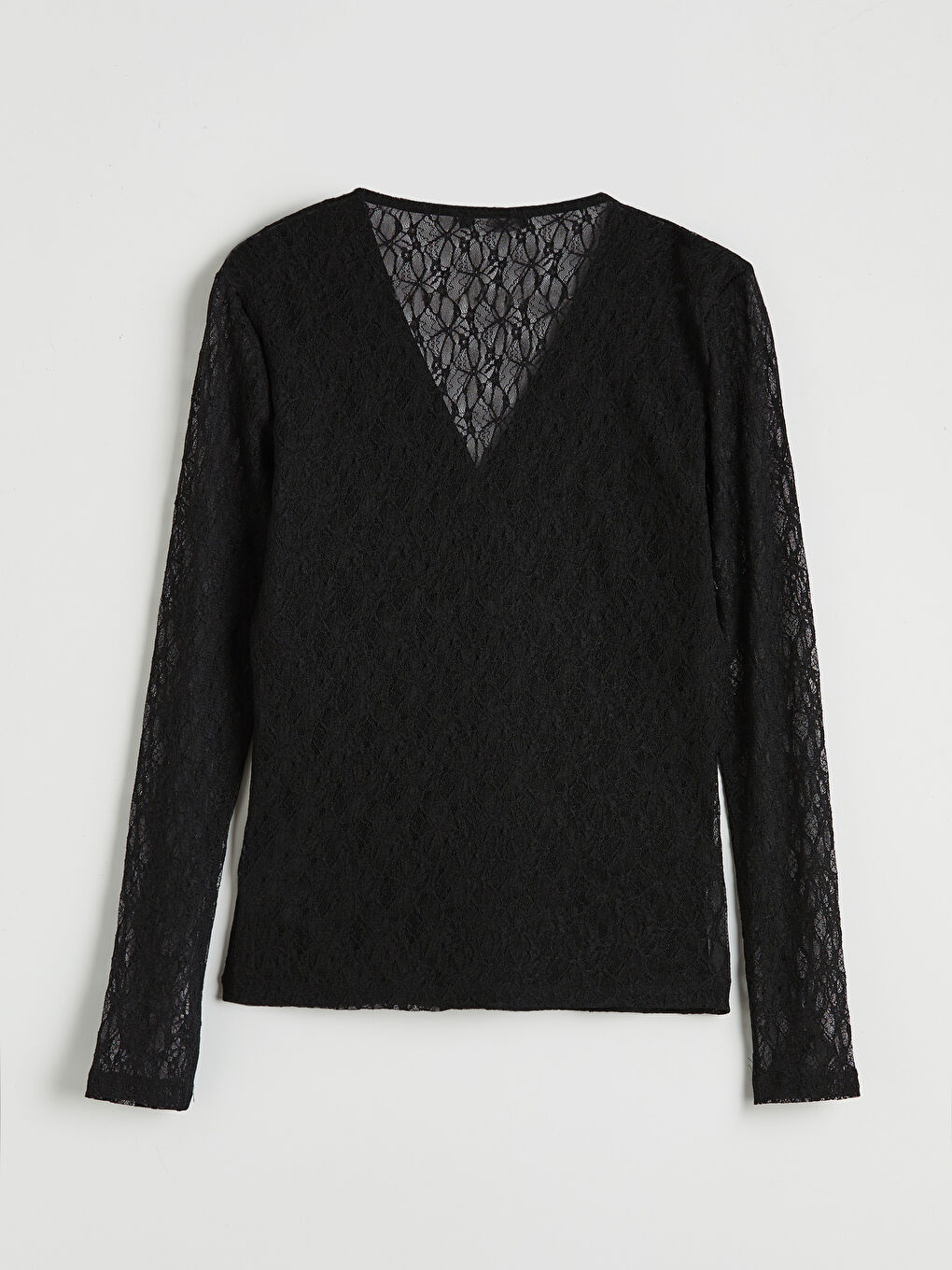 Siyah Kruvaze Yaka Dantelli Bluz-4