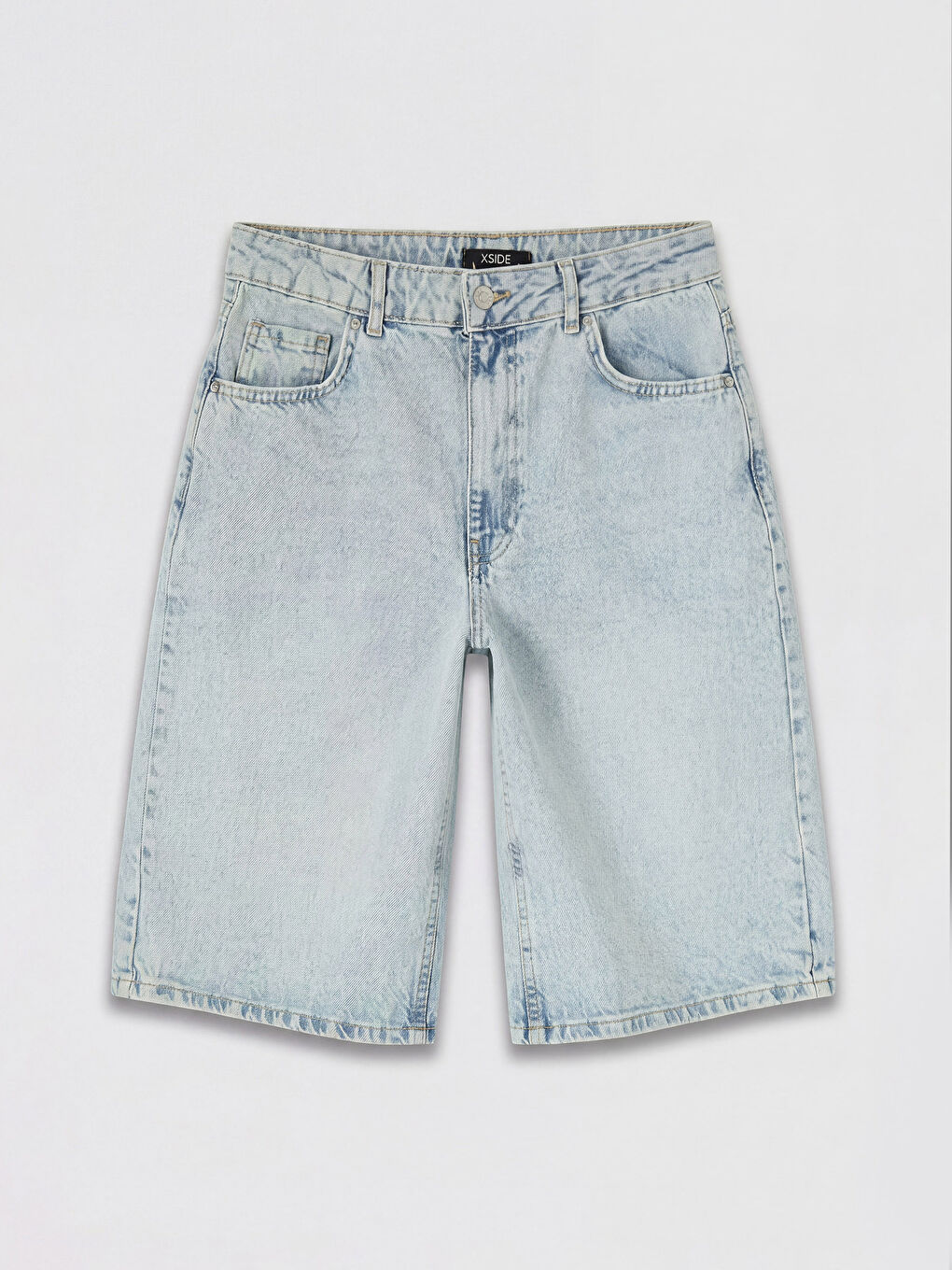 Mavi Yüksek Bel Bermuda Fit Kadın Jean Şortolon