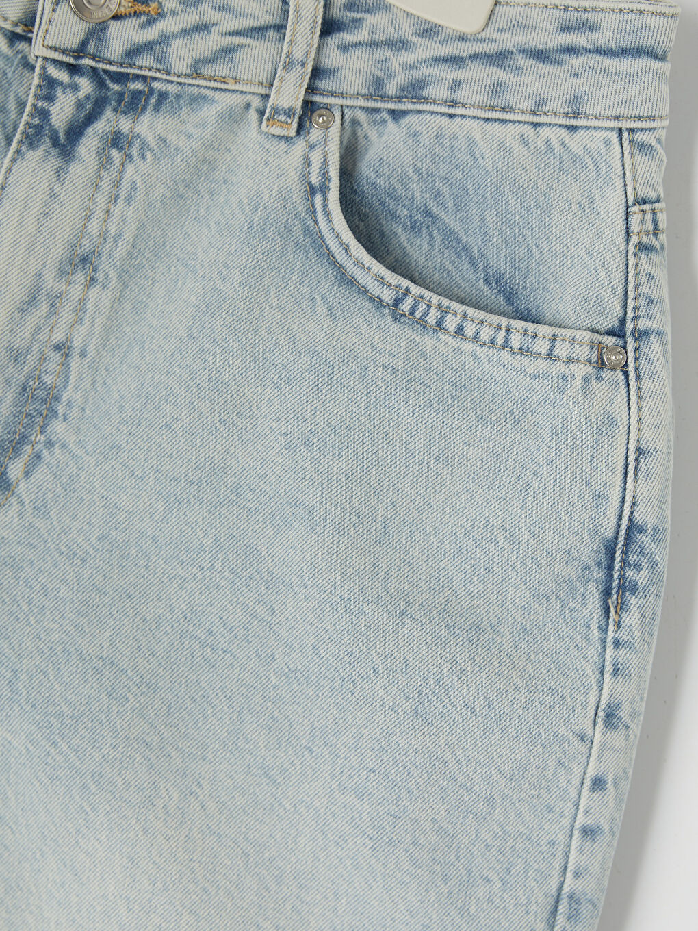 Mavi Yüksek Bel Bermuda Fit Kadın Jean Şortolon-2