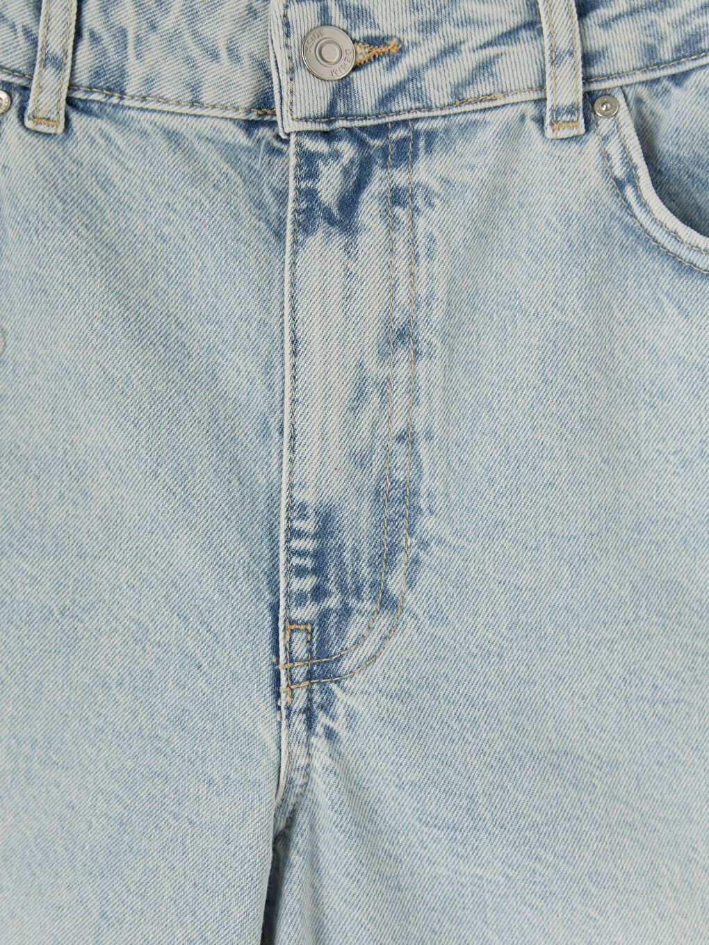 Mavi Yüksek Bel Bermuda Fit Kadın Jean Şortolon-3