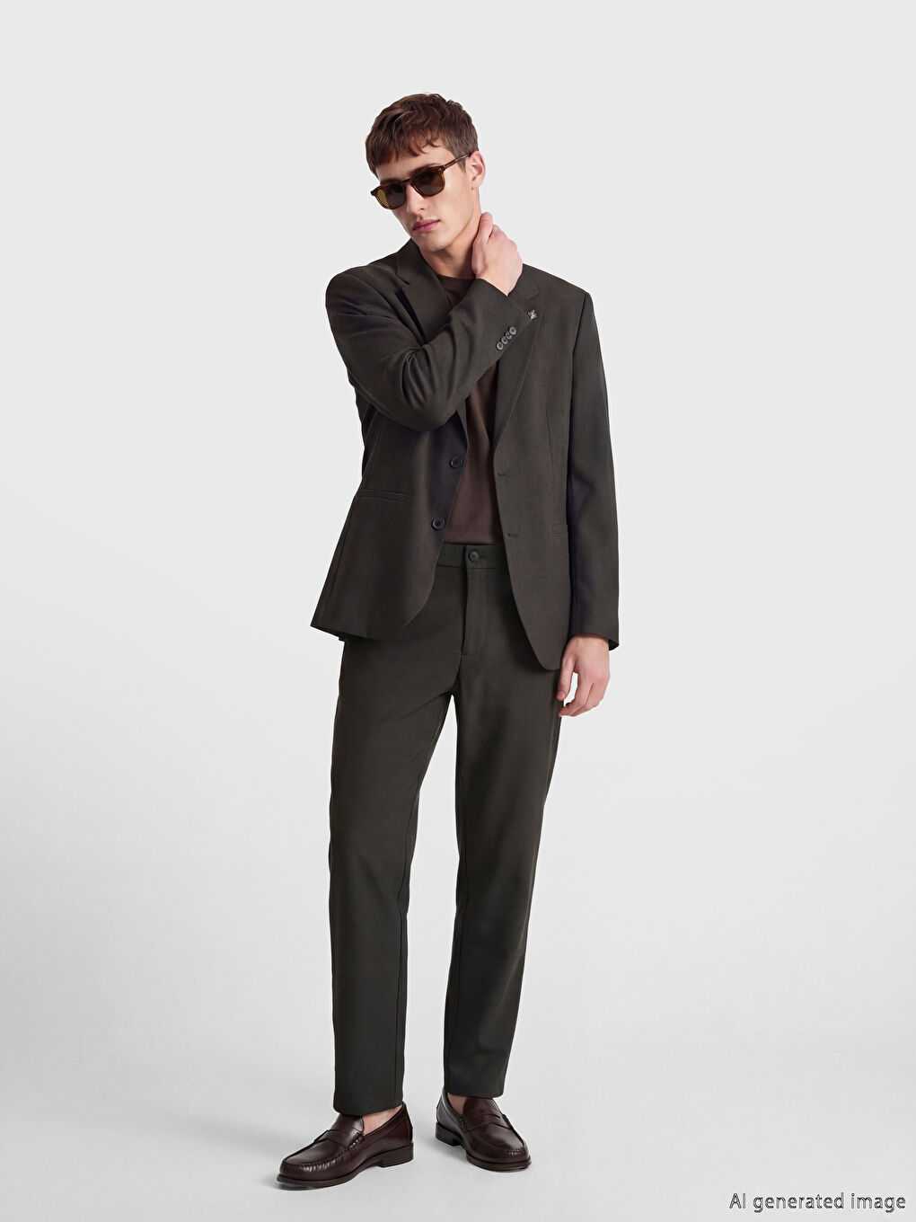 Yeşil Standart Kalıp Dokulu Erkek Pantolon