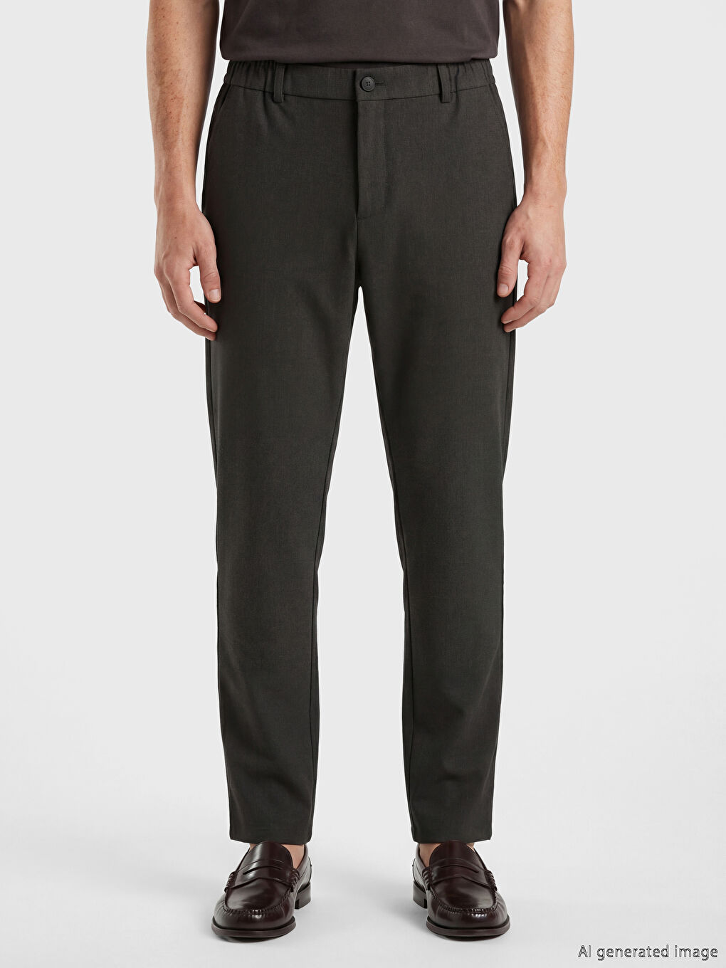 Yeşil Standart Kalıp Dokulu Erkek Pantolon-1