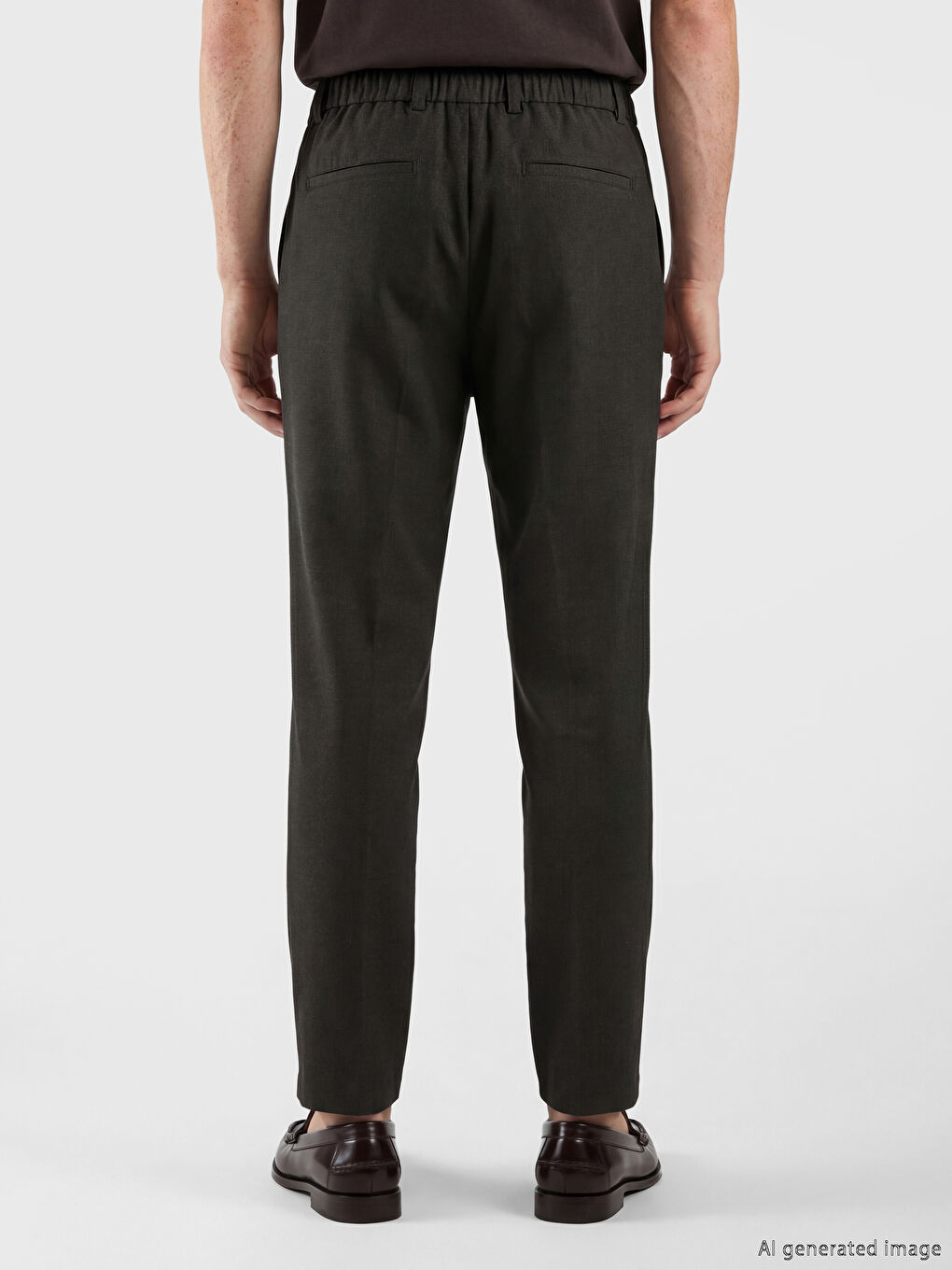 Yeşil Standart Kalıp Dokulu Erkek Pantolon-2