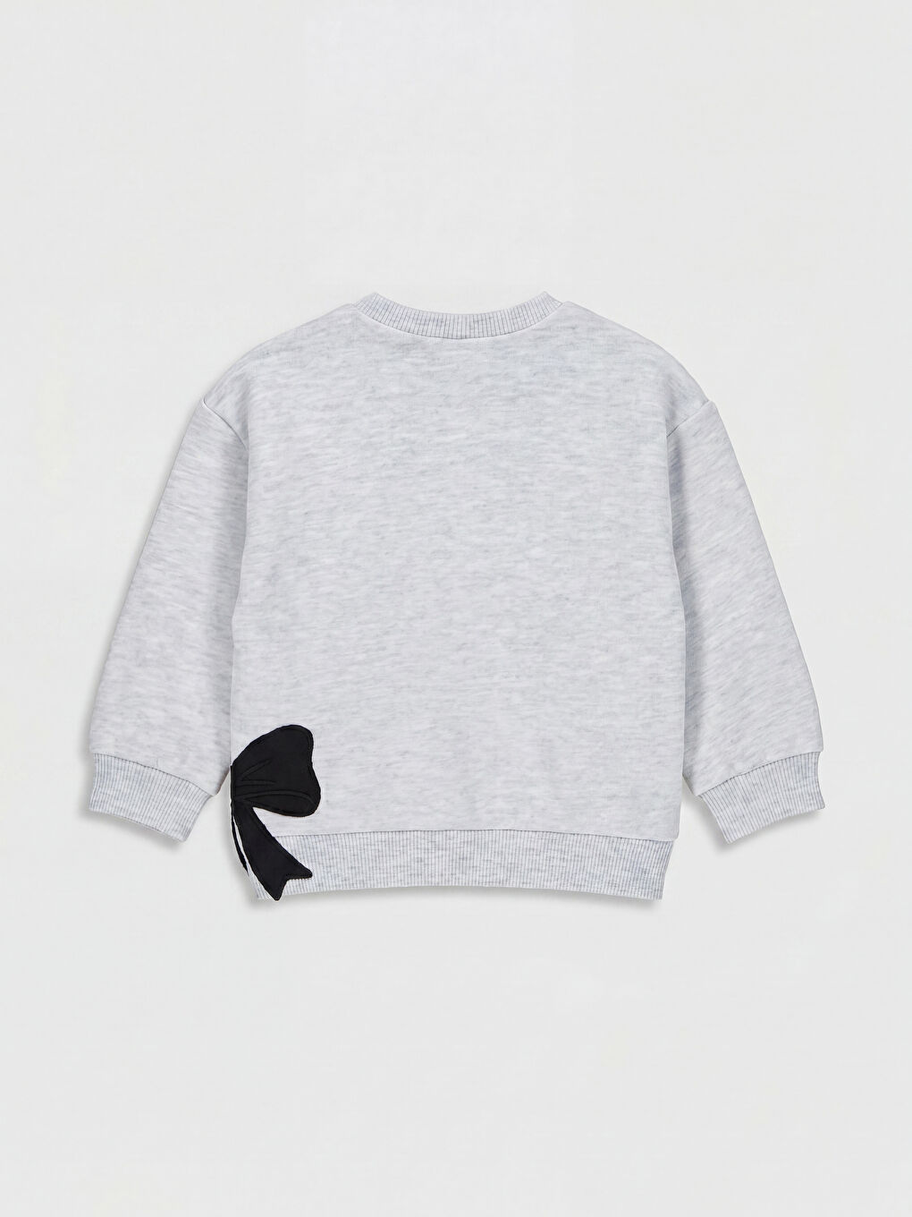 Gri Fiyonk Detaylı Kız Bebek Sweatshirt ve Eşofman Altı-2