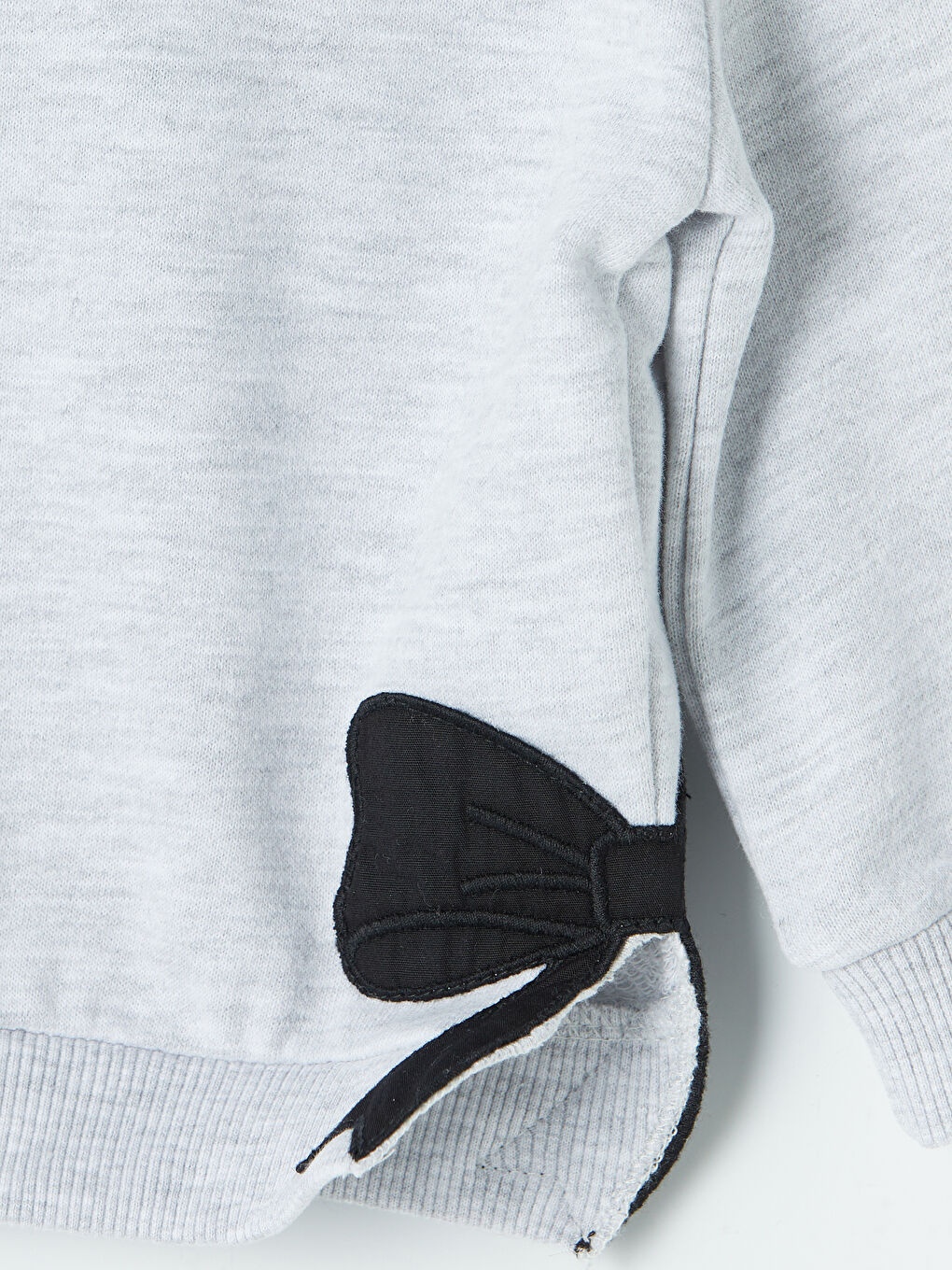 Gri Fiyonk Detaylı Kız Bebek Sweatshirt ve Eşofman Altı-6