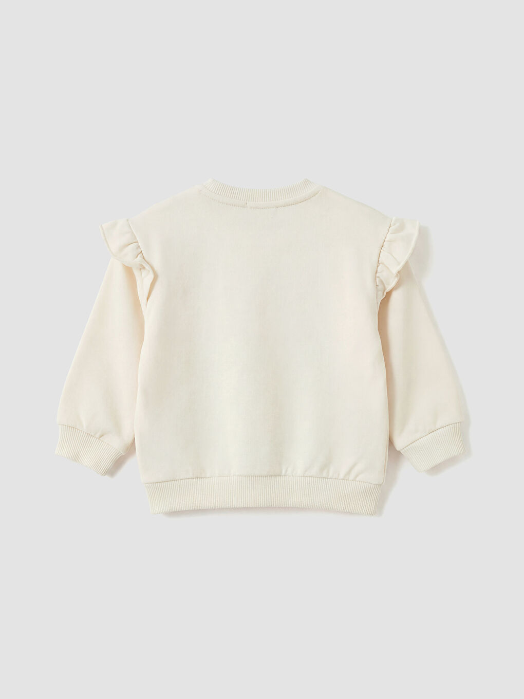 Bej Baskılı Kız Bebek Sweatshirt ve Eşofman Alt-2