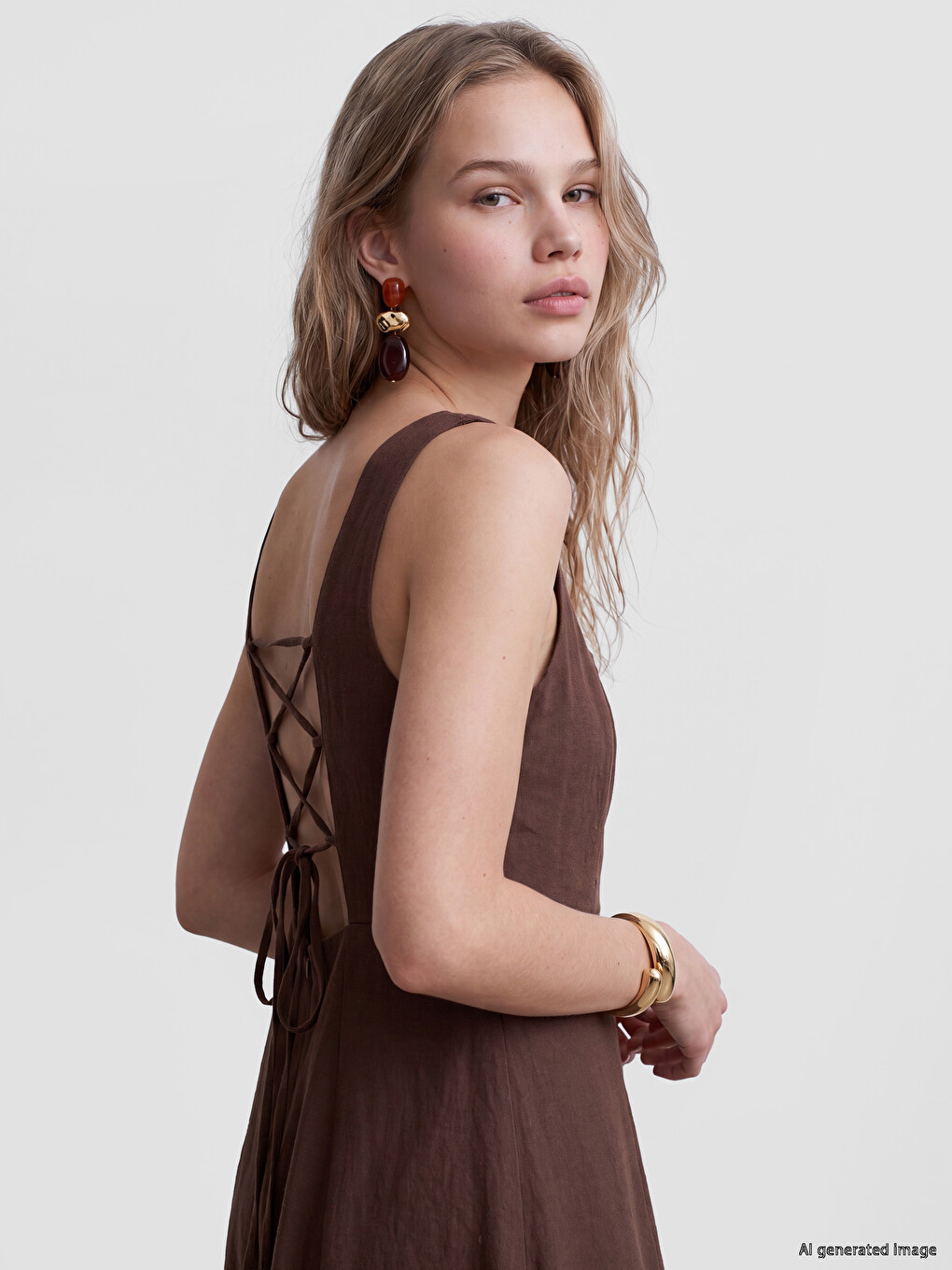Woman Brown Dress-1