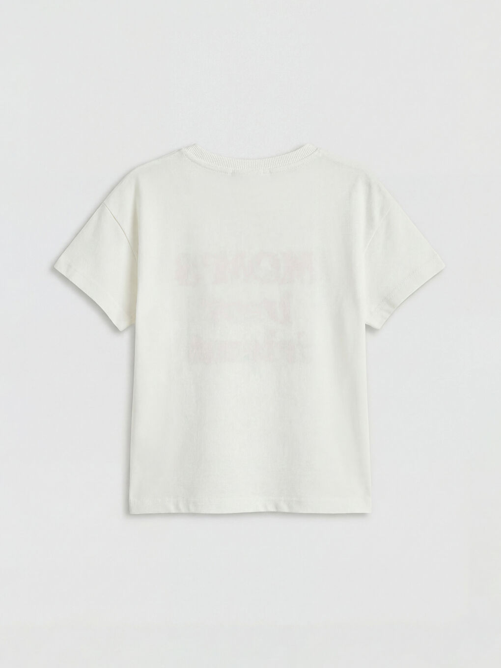 Ekru Bisiklet Yaka Nakışlı Kız Çocuk Tişört-1