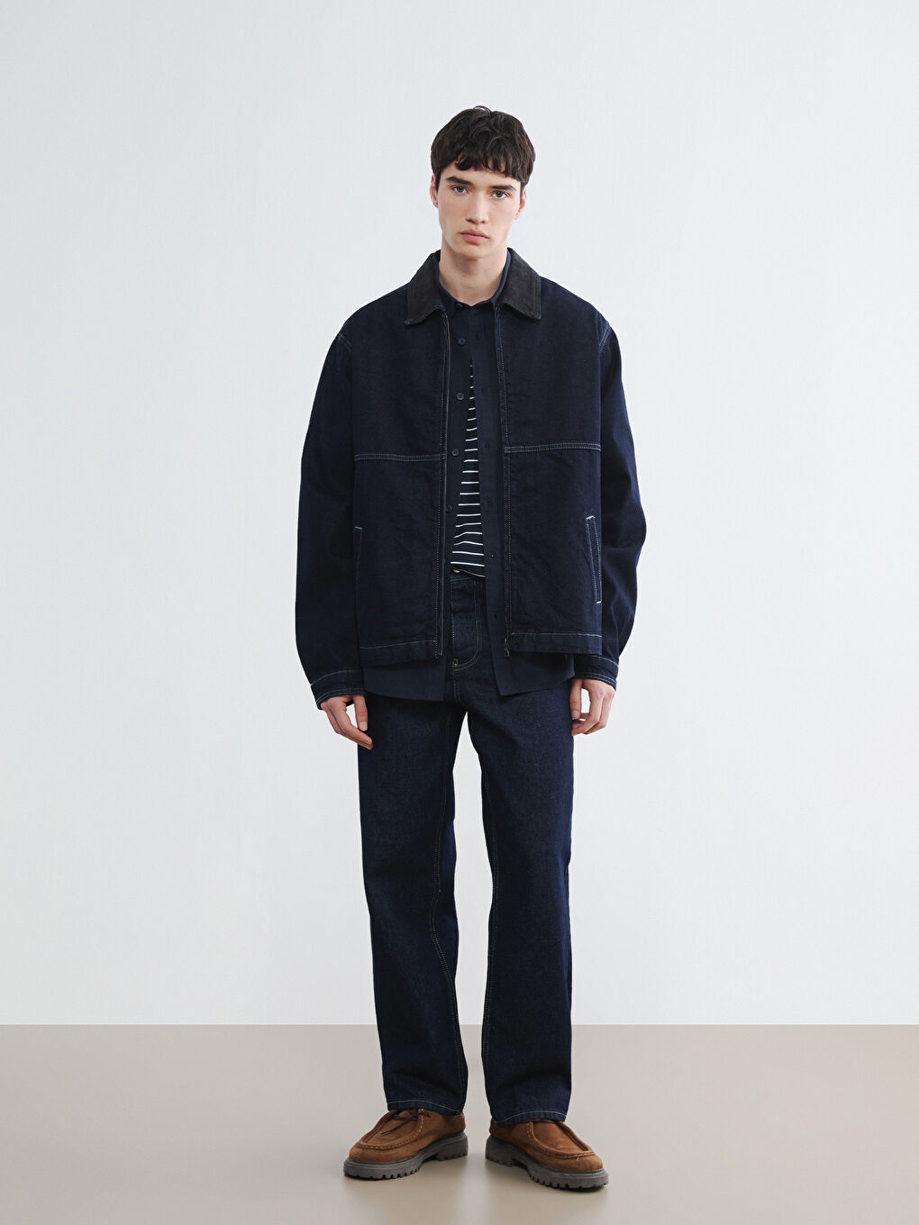 Мужчины Индиго Джинсовка-1