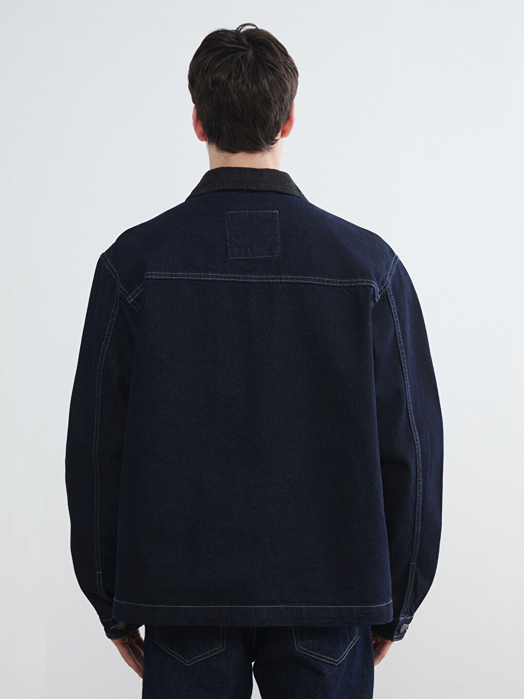 Мужчины Индиго Джинсовка-3