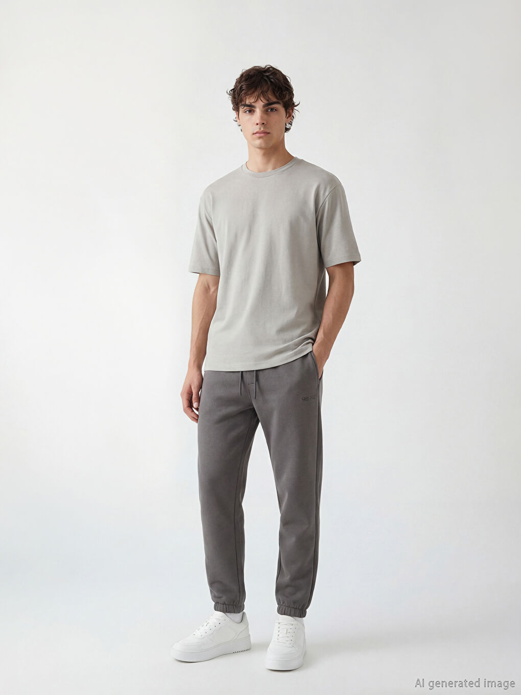 Gri Standart Kalıp Chicago Baskılı Erkek Jogger Eşofman Altı