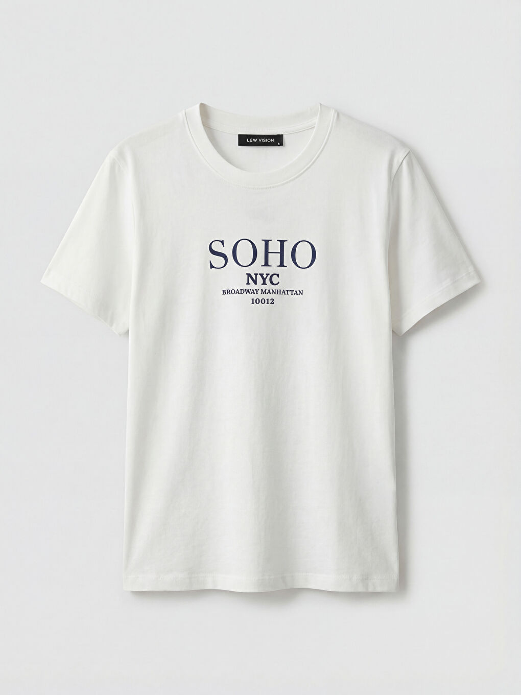 Ekru Bisiklet Yaka NYC Baskılı Kadın Tişört