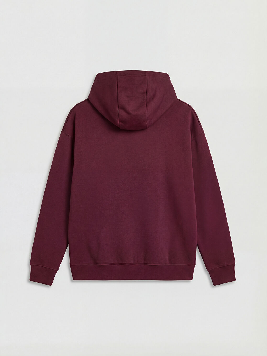 Mürdüm Kanguru Cepli Oversize Kadın Hoodie	-1