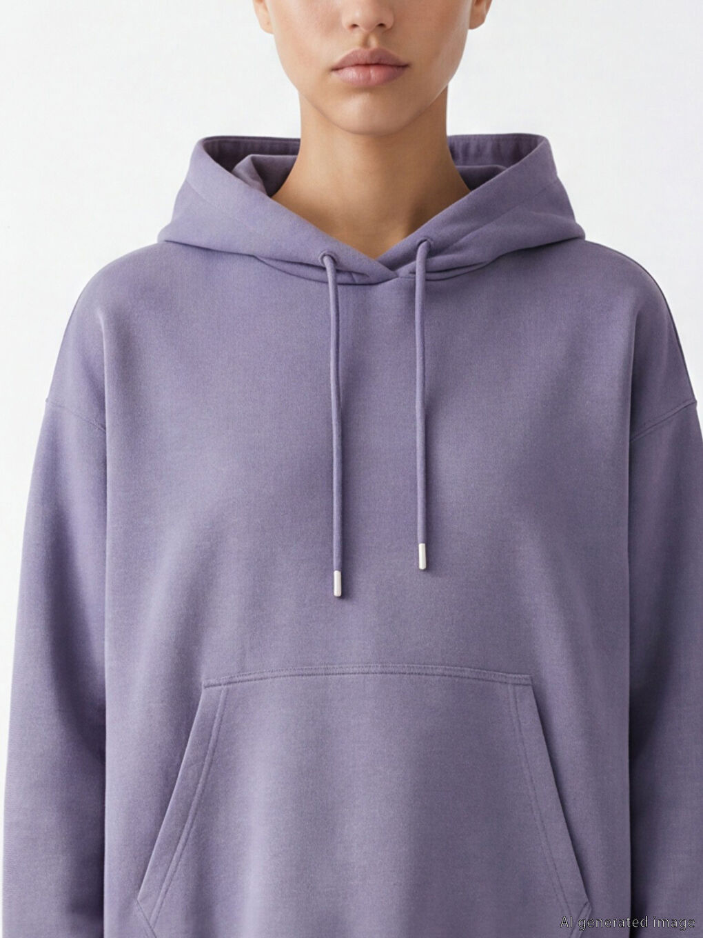 Mor Kanguru Cepli Oversize Kadın Hoodie	-2