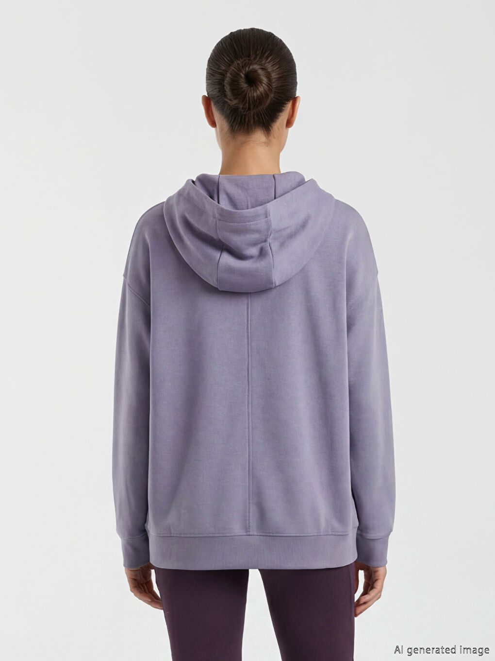 Mor Kanguru Cepli Oversize Kadın Hoodie	-3