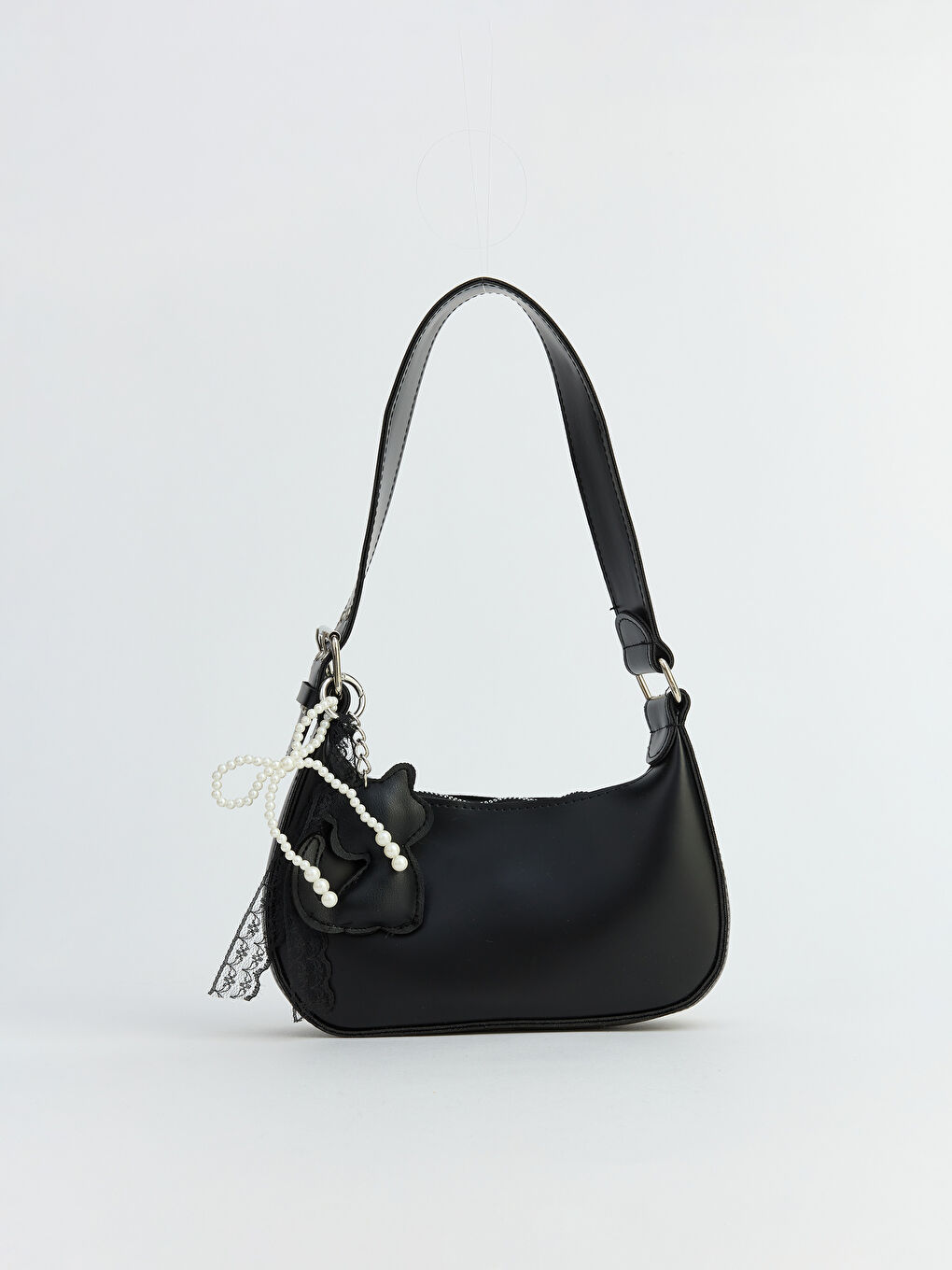 Siyah Deri Görünümlü Kadın Omuz Çantası-1