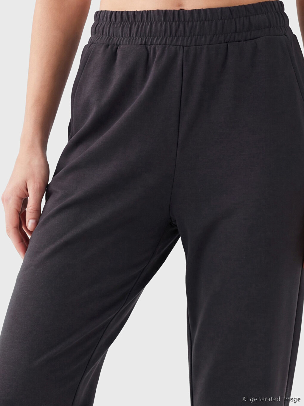 Antrasit Beli Lastikli Kadın Spor Eşofman Altı-2