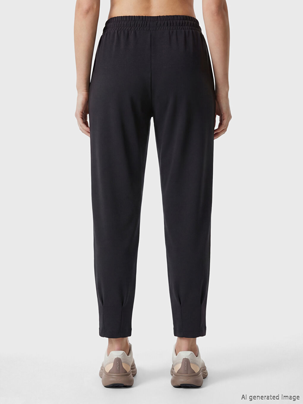 Antrasit Beli Lastikli Kadın Spor Eşofman Altı-3