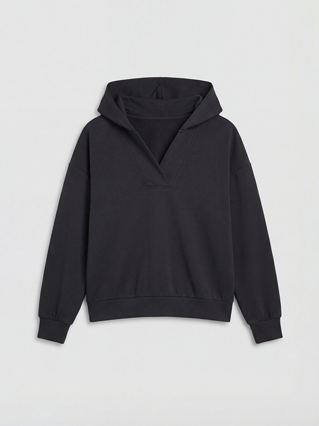 Antrasit Soft Touch Oversize Kadın Spor Hoodie-4