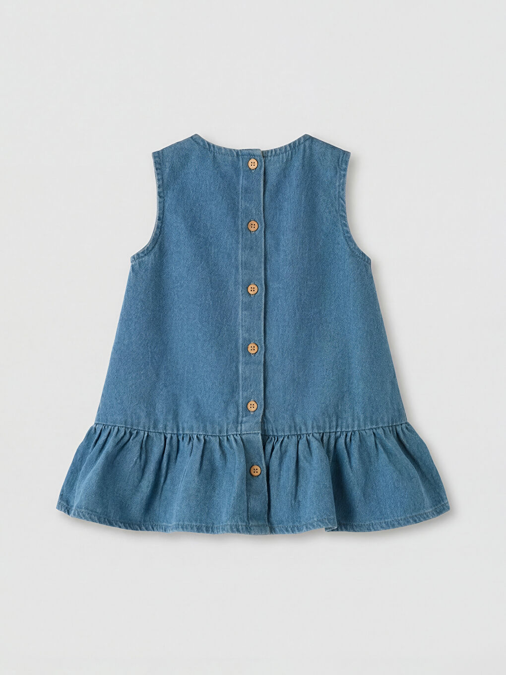 Mavi Fiyonklu Kız Bebek Jean Elbise-1