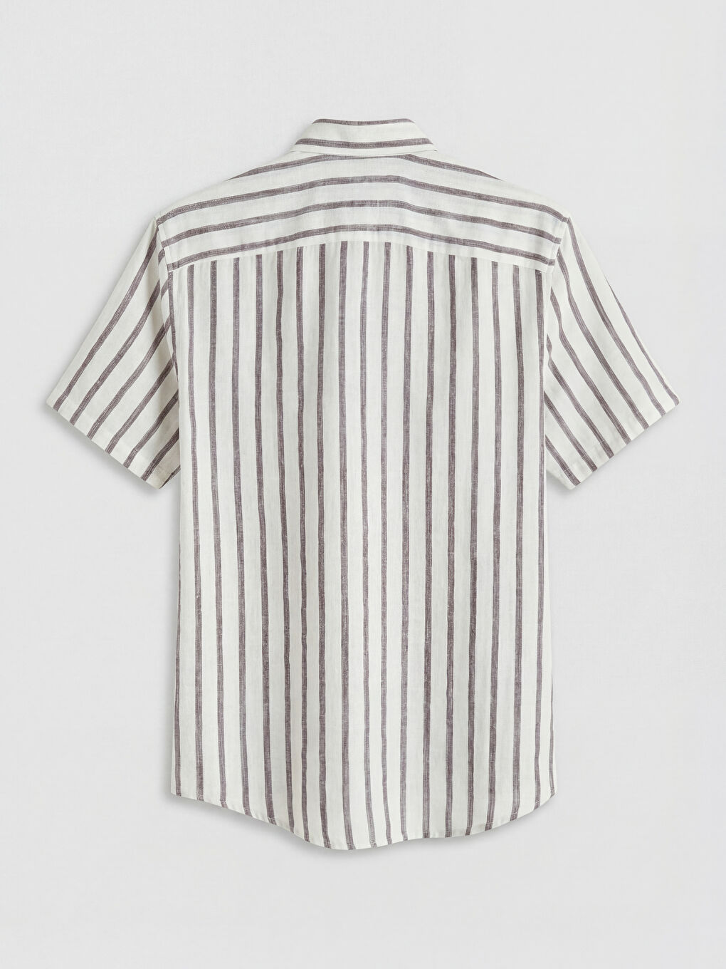 Kahverengi Regular Fit Çizgili Erkek Gömlek-1