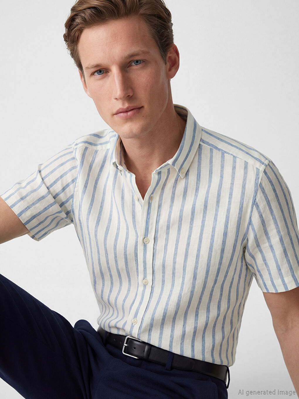 Mavi Regular Fit Çizgili Erkek Gömlek
