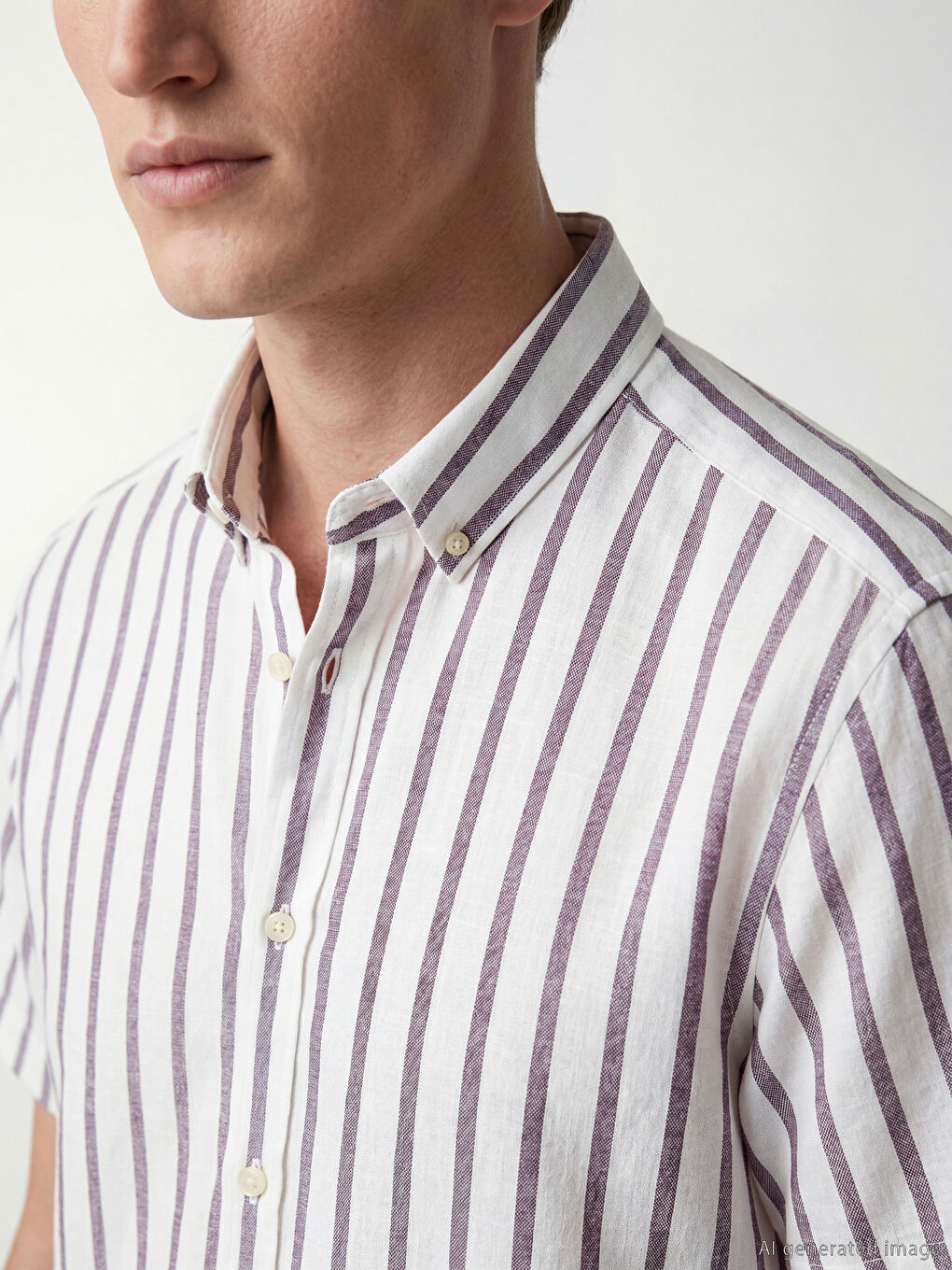 Kahverengi Regular Fit Çizgili Erkek Gömlek-2