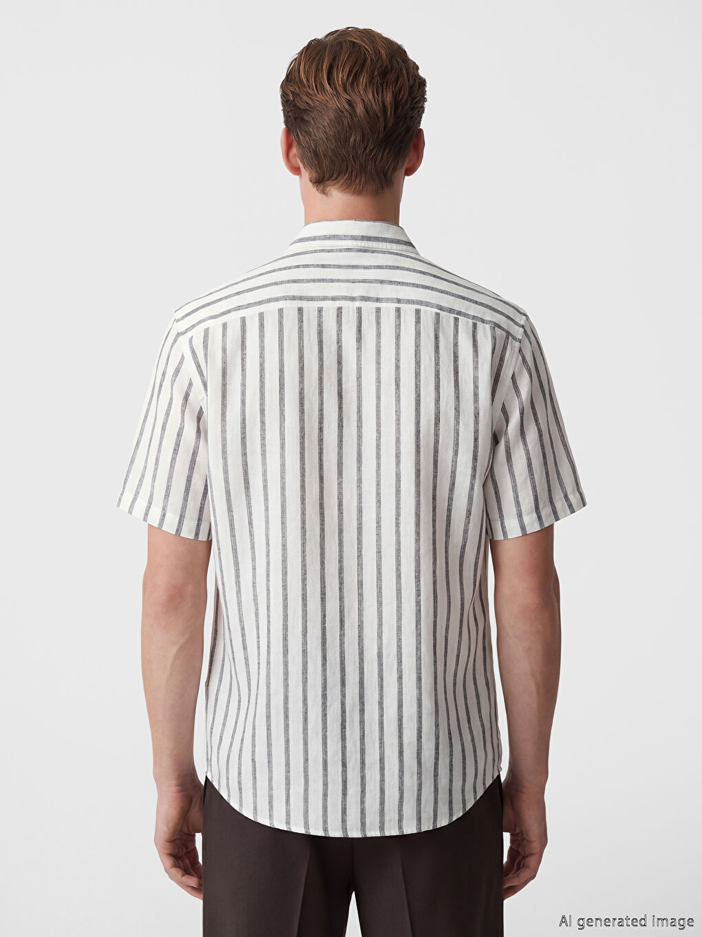Haki Regular Fit Çizgili Erkek Gömlek-3